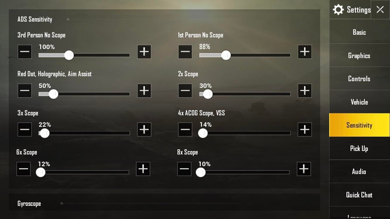 تنظیمات حساسیت بازی پابجی موبایل