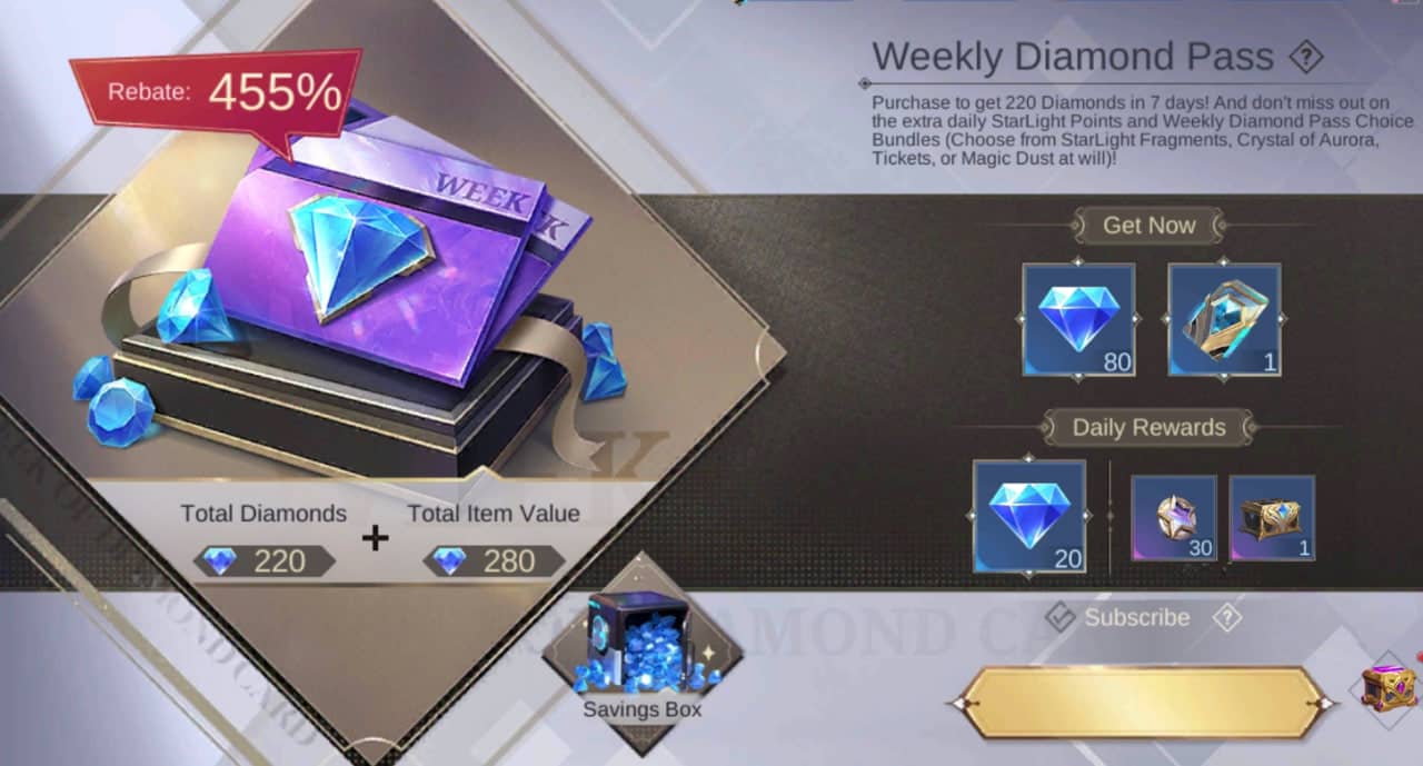 Weekly Diamond Pass موبایل لجند
