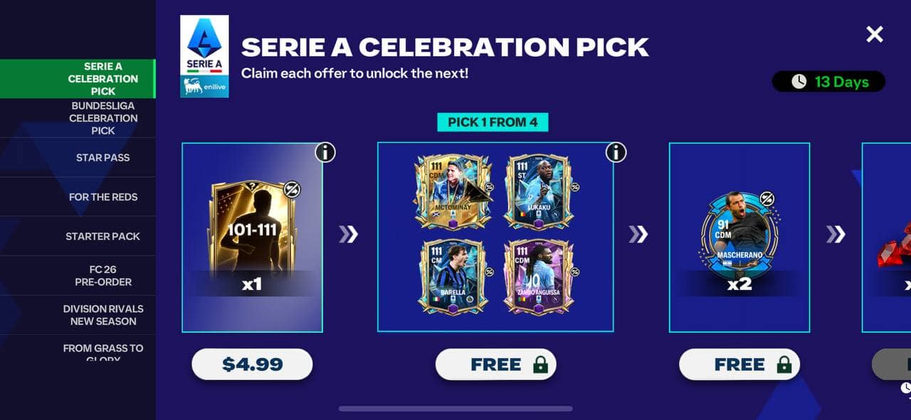 آفر Serie A Celebration Pick اف سی موبایل (FC Mobile)