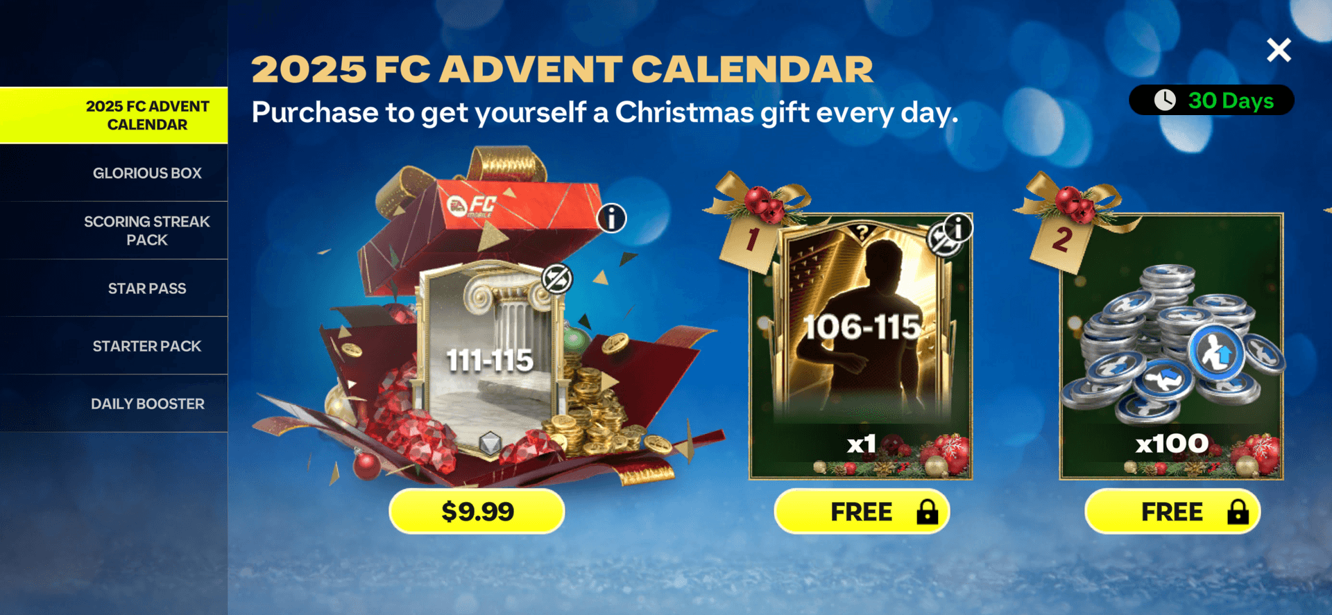 آفر 2025 ADVENT CALENDAR اف سی موبایل (FC Mobile)